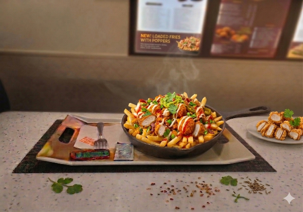 Loaded Fries With Chicken Poppers 