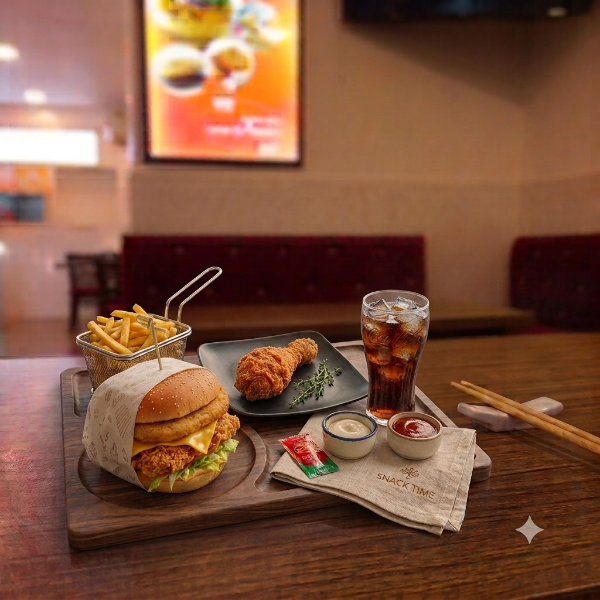 C5-Krunchy Drumstick Chicken Twin Burger Combo 