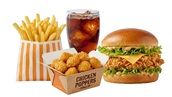 C6-Crispy Popcorn Chicken Jumbo Burger Combo 